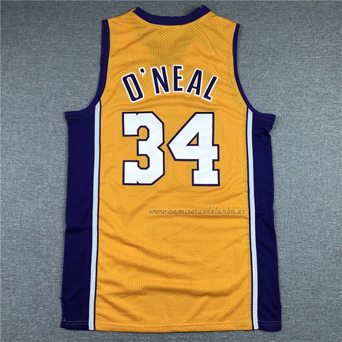 Camiseta Los Angeles Lakers Shaquille O'Neal NO 34 Mitchell & Ness 1999-00 Amarillo